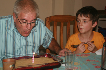 With one blow! Jensen wonders if Grandpa can blow it out with one blow?
