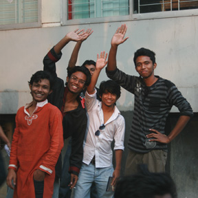 Ara, Asif, Pritome and others waving to me as I left the party.
