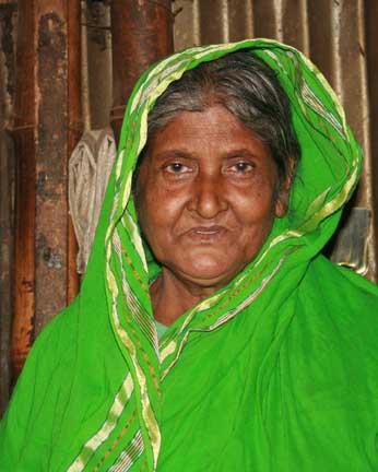 Brightly clad Bengali grandmother.