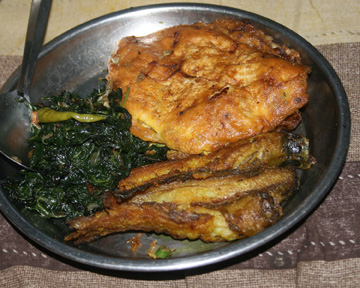 Fish, eggs, and leafy vegetable Fish, eggs, and leafy vegetable