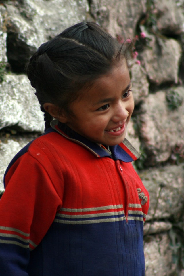 Shy? No, I don't think she was aware she was being photographed.