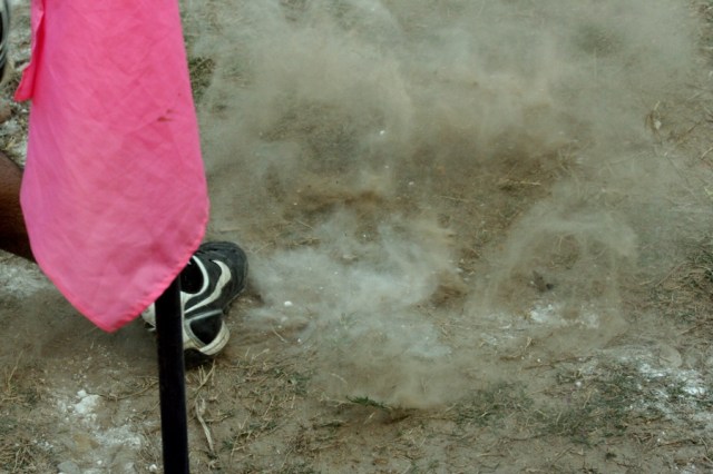 Dust flying after corner kick!