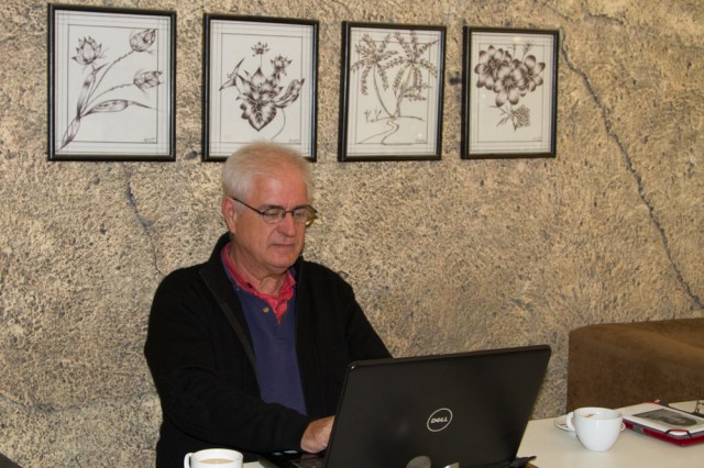 Sorting and tagging photos while drinking a pot of tea.