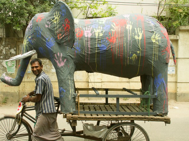Elephant on Rickshaw Van