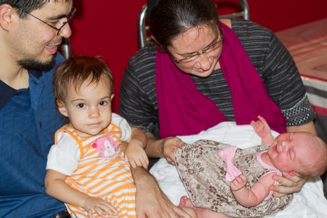 Family photo, as Arwen takes her eyes off of the baby and looks at the camera!!