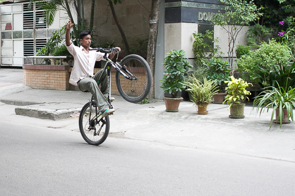 Bicyclist with White Shirt