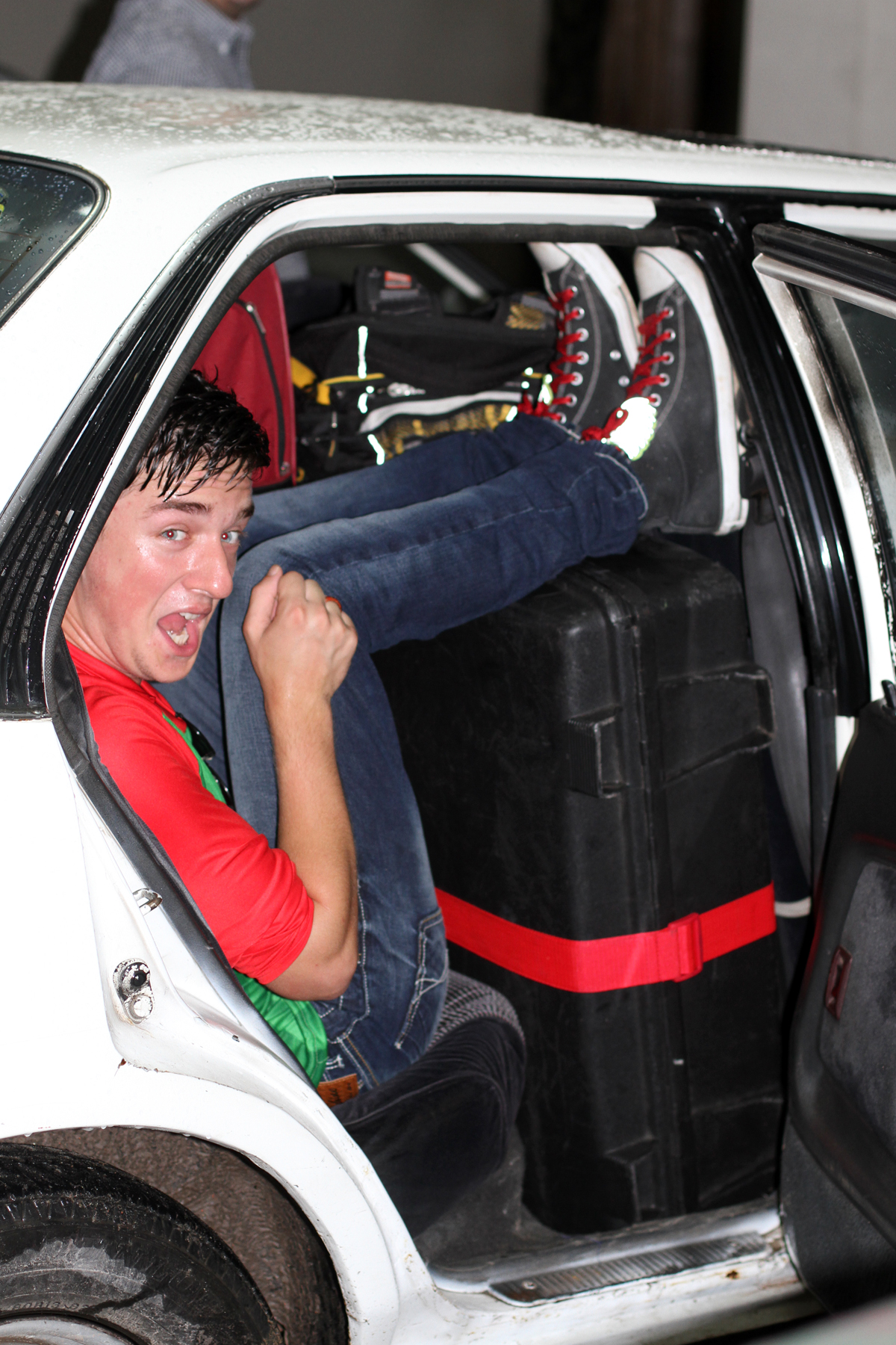 Crammed in with the Luggage!